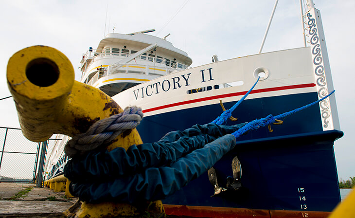 Victory II ship at port